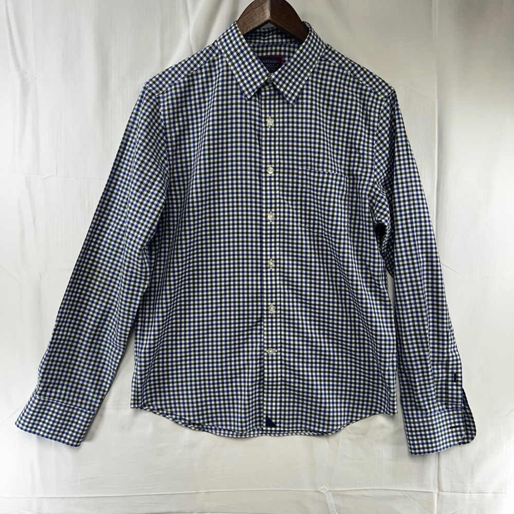 UNTUCKit Button Up Shirt Mens Medium‎ Blue Gingham Slim Fit Wrinkle Free
